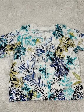 🥕 NWT Christopher & Banks Netted Short Sleeve Cardigan Sweater
